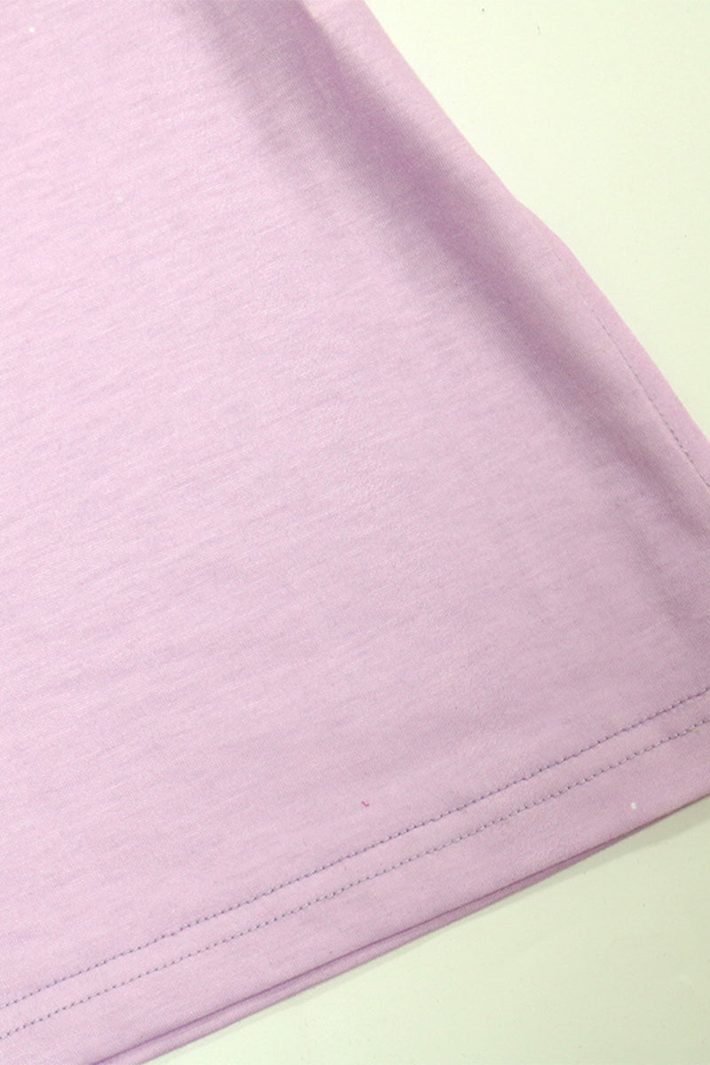 Letter & Graphic Print Split Side T-Shirt-Pinkami