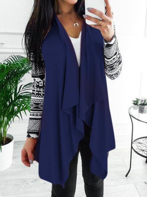 Long Printed Sleeve Casual Cardigan-Pinkami