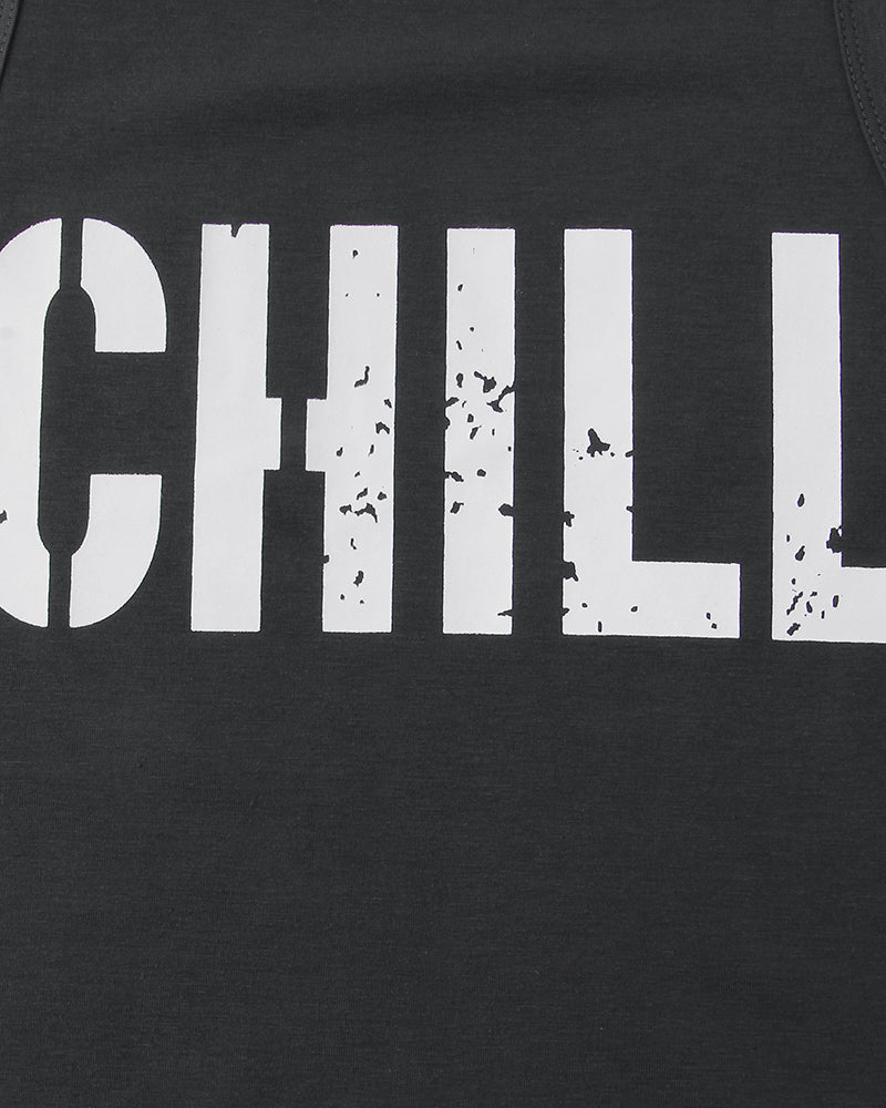 Letter Print Round Neck Tank Top-Pinkami