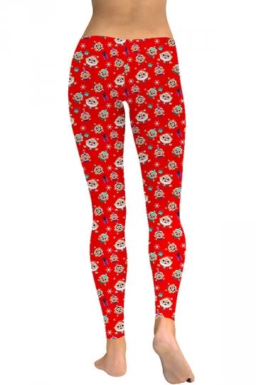 Santa And Elf Christmas Leggings Red-Pinkami
