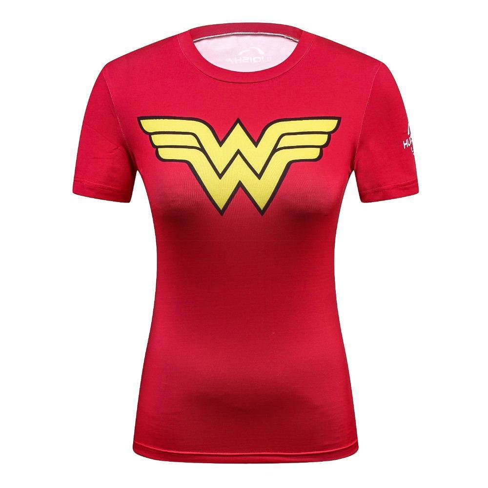 Fitness compression T-shirt - Wonder Woman red-Pinkami