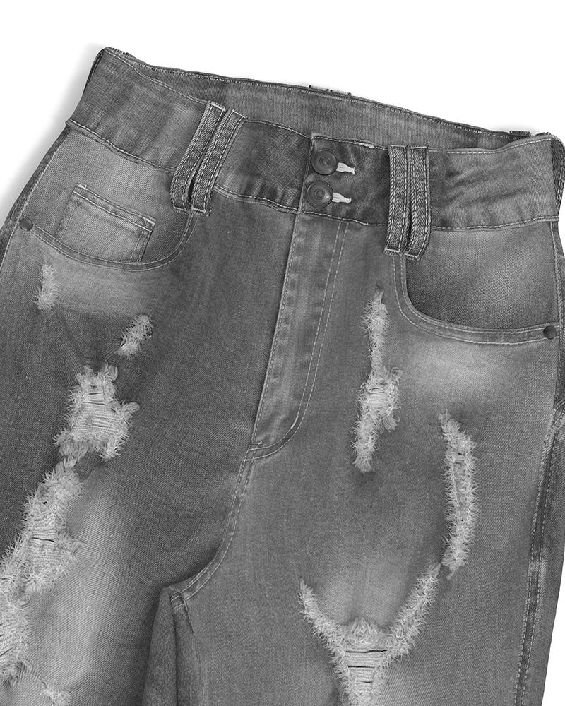 Women Extreme Distressed High Waist Skinny Jeans-Pinkami