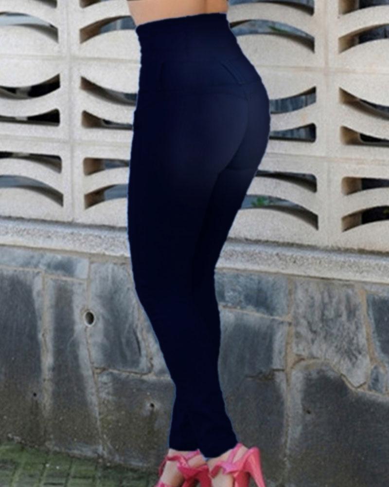 Women Button Front High Waist Skinny Jeans-Pinkami