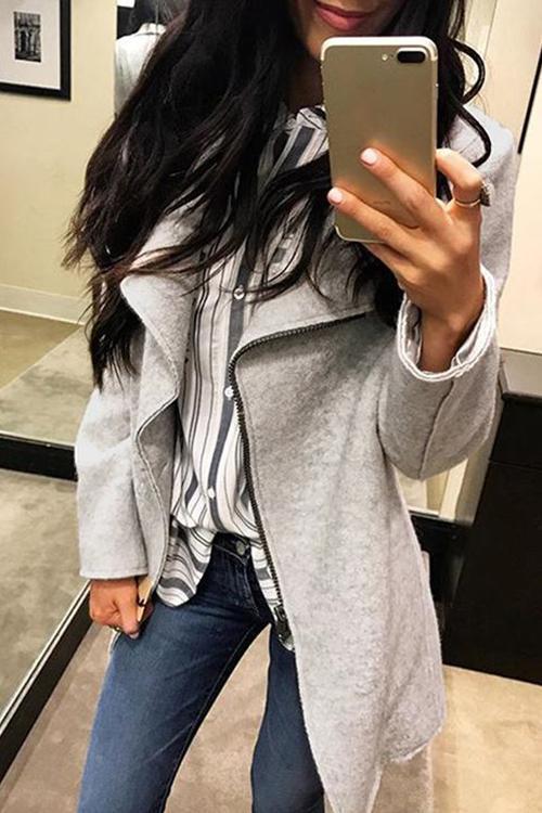 Trendy Turn-down Collar Coat-Pinkami