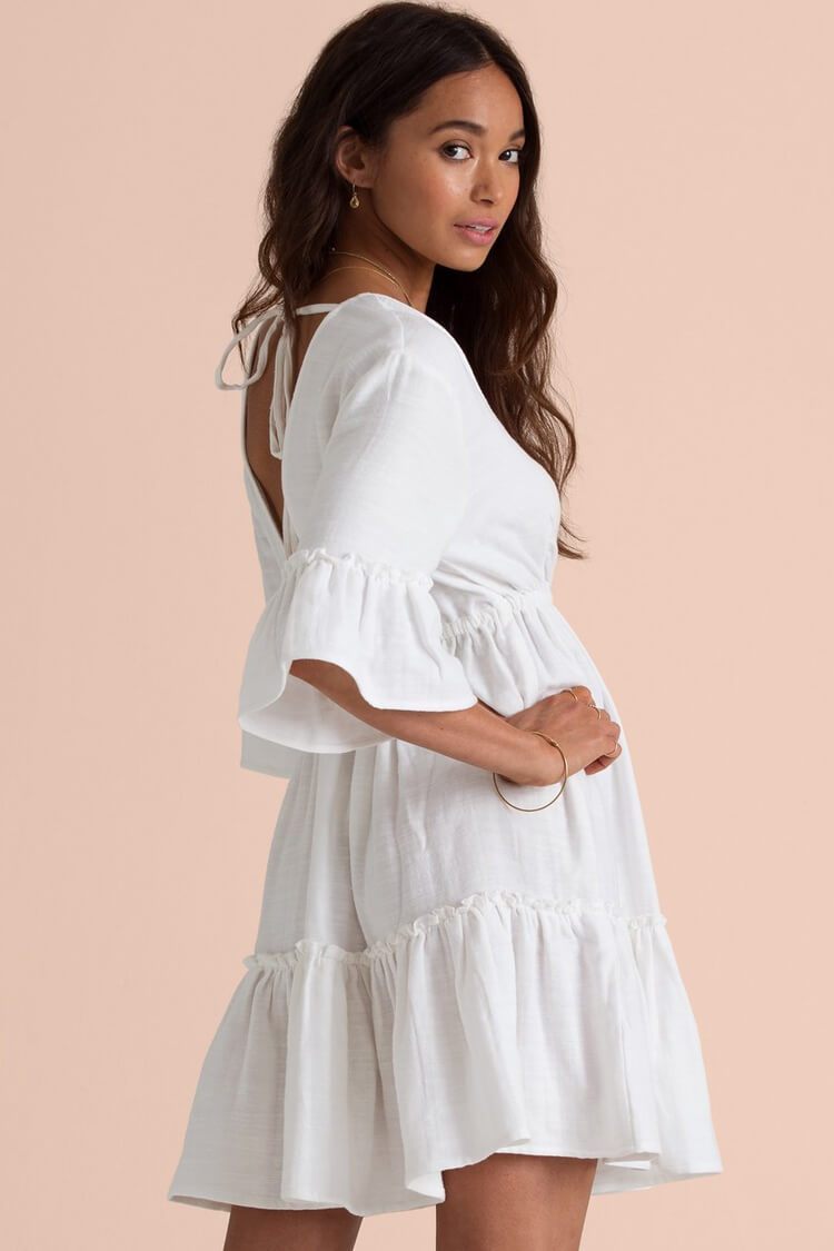 Stringy-Selvedge Sleeved Flare Hem Semi-Sheer Cover Up-Pinkami