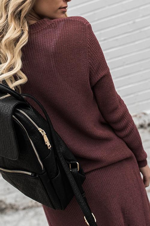 Solid Color Long Loose Sweater-Pinkami