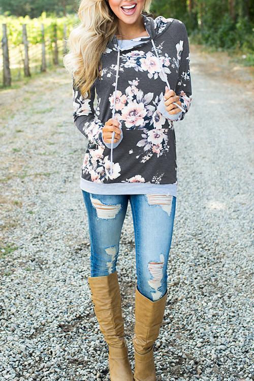 Camouflage Long Sleeve Hoodie-Pinkami