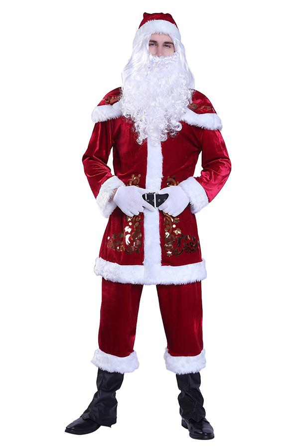 High Quality 10pcs Santa Suit Plus Size Mens Christmas Costume-Pinkami