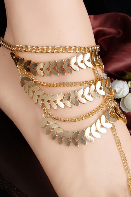 Gold Boho Anklet Chain-Pinkami