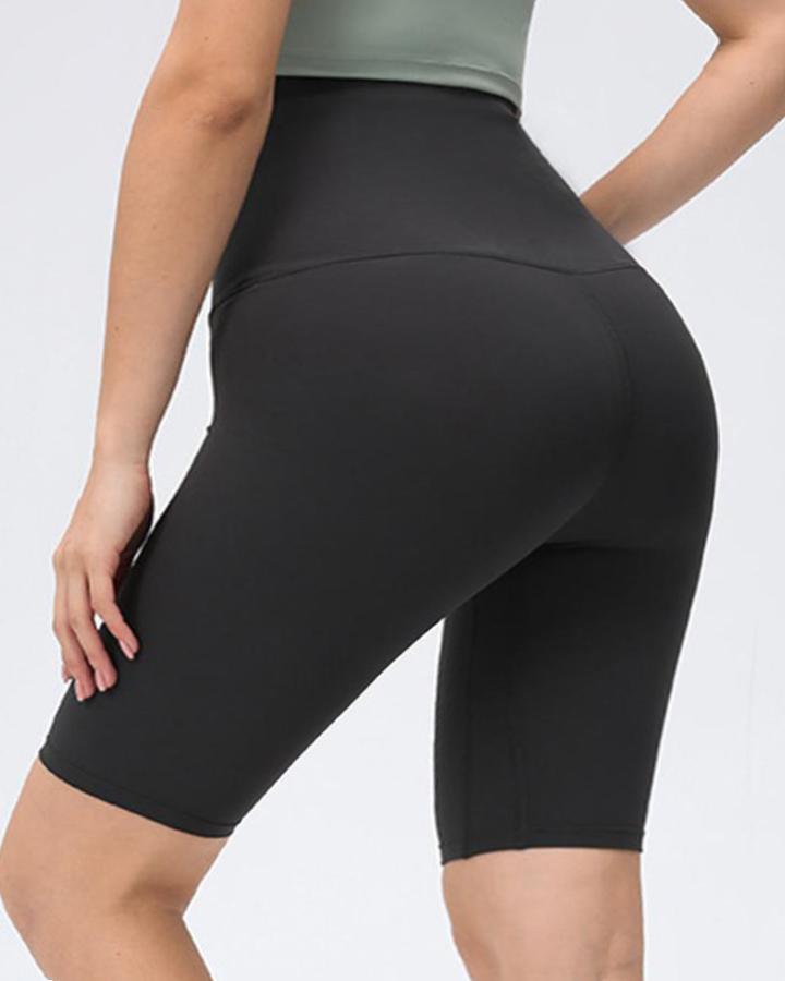 Steel Boned High Waist Form Fitting Sports Shorts-Pinkami