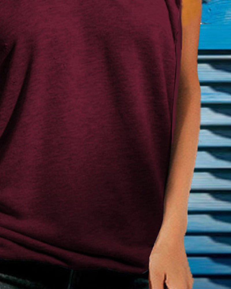 Solid Ripped Detail Halter T-Shirt-Pinkami