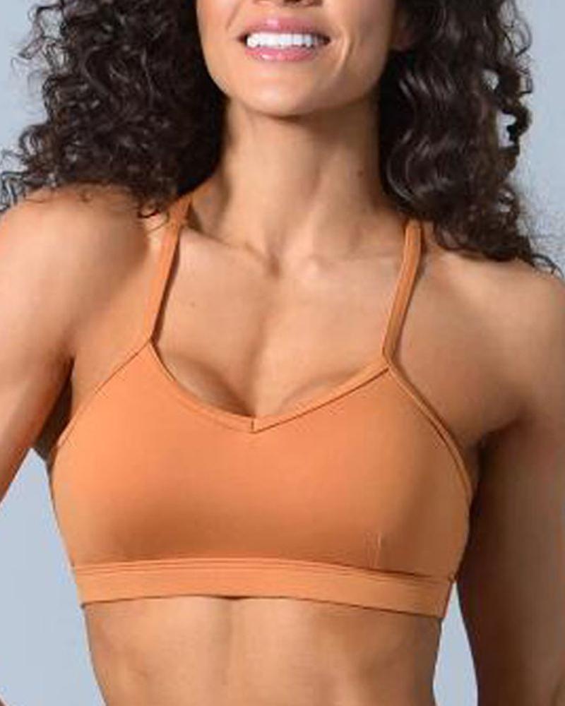 Ring Linked Cut Out Sports Bra-Pinkami