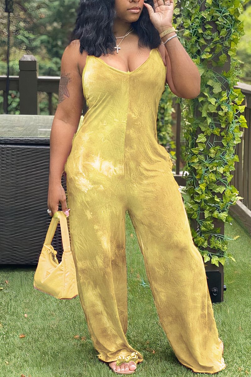 Tie Dye Slant Pocket Cami Jumpsuit