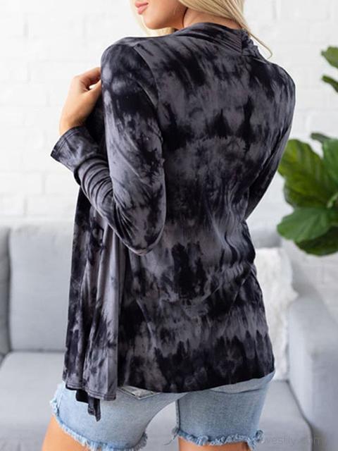 Tie-dye Printed Long Sleeved Cardigan-Pinkami