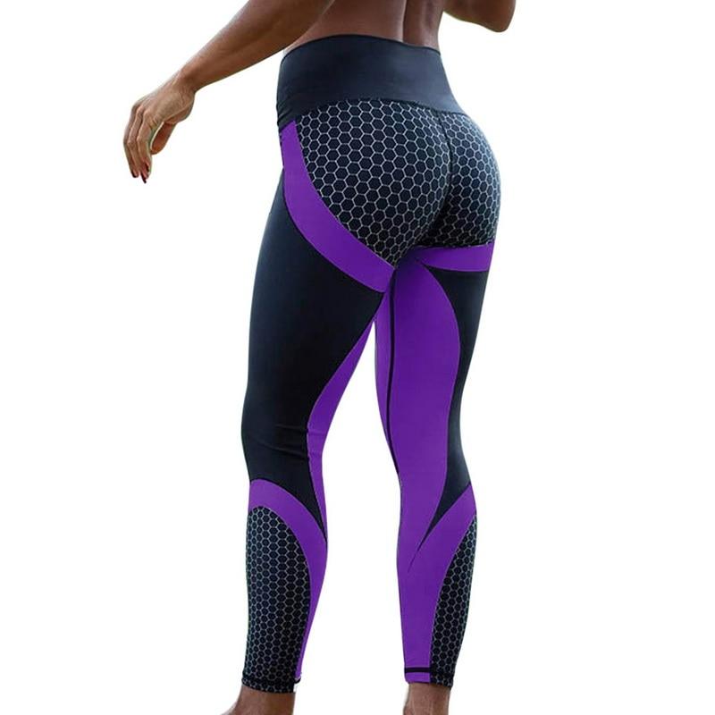 High Waisted Mesh Pattern Print fitness Workout Leggings-Pinkami