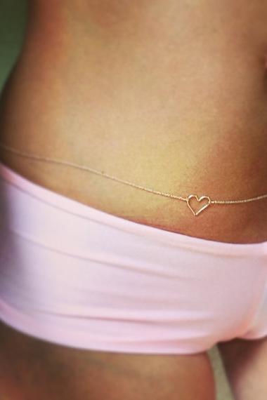 Gold Hollow Out Heart Pattern Sexy Waist Chain-Pinkami