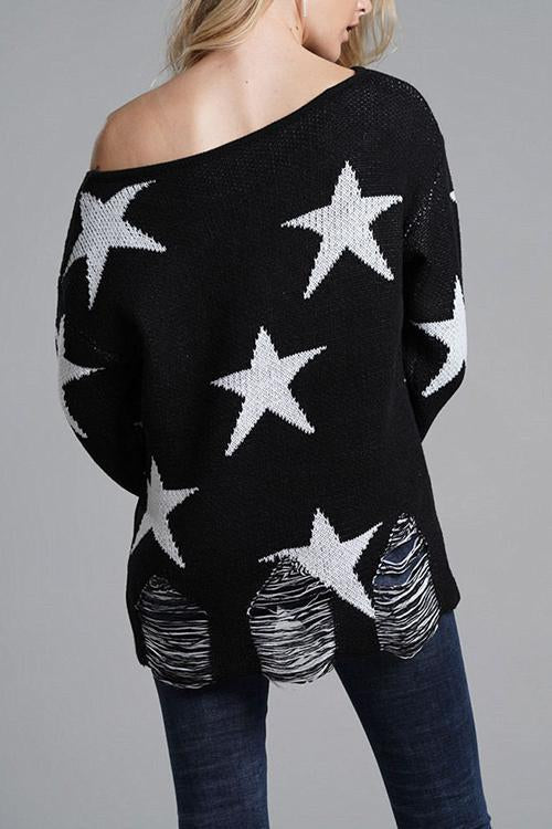 Stars Open Comfort Sweater-Pinkami