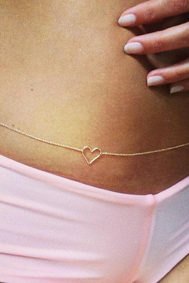 Gold Hollow Out Heart Pattern Sexy Waist Chain-Pinkami