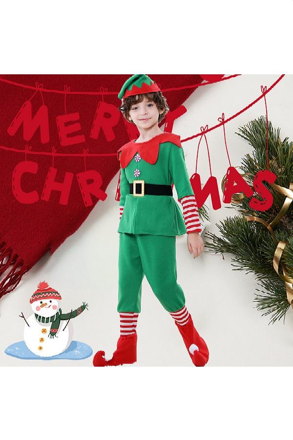 Kids Elf Costume Cute Christmas Outfit for Boys and Grils-Pinkami