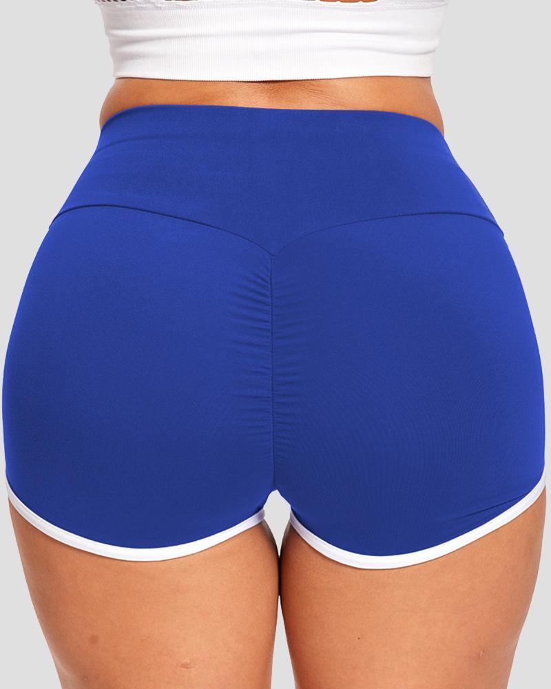 Contrast Binding Scrunch Butt Sports Shorts-Pinkami