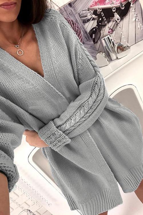 Casual Long Sleeves Long Cardigan-Pinkami