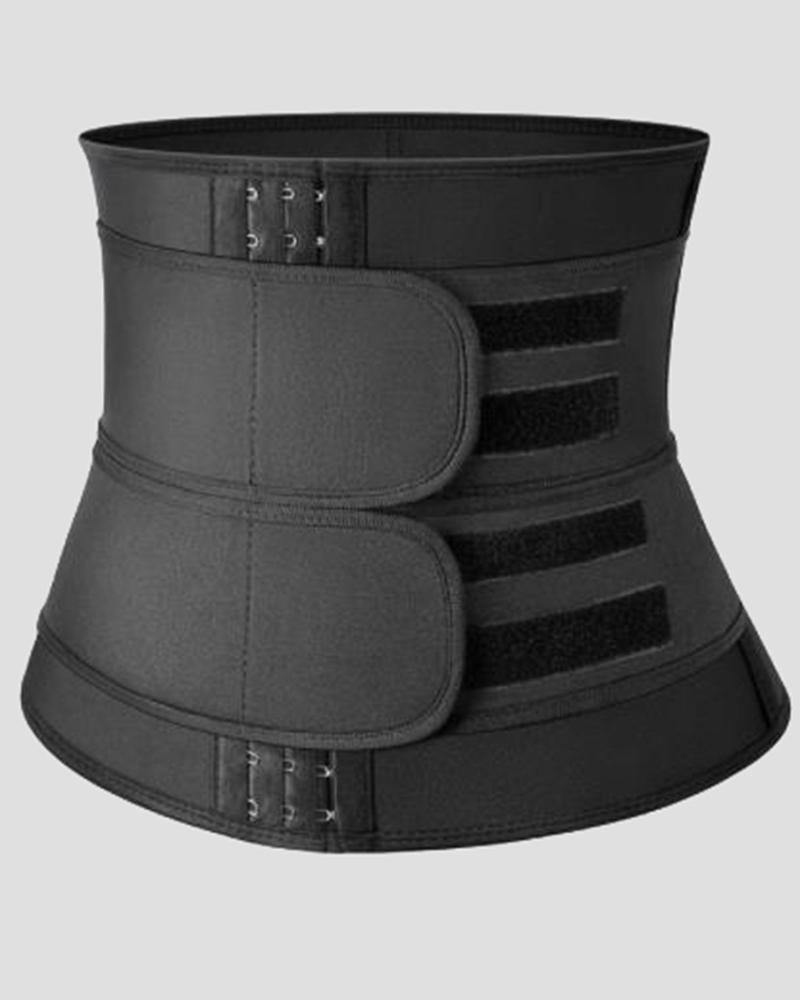 Colorblock Steel Bone Double Velcro Closures Body Shaper Wrap Corset-Pinkami