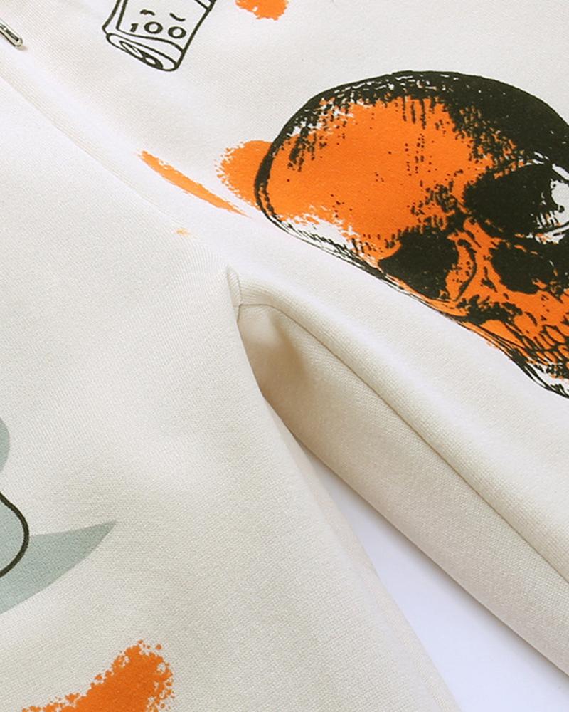 Cartoon Print Drawstring Front Pocket Detail Sports Pants For Women-Pinkami