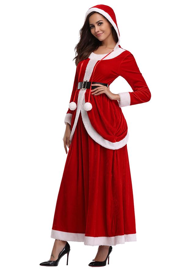 Fancy Miss Santa Christmas Costume Dress For Women Red-Pinkami