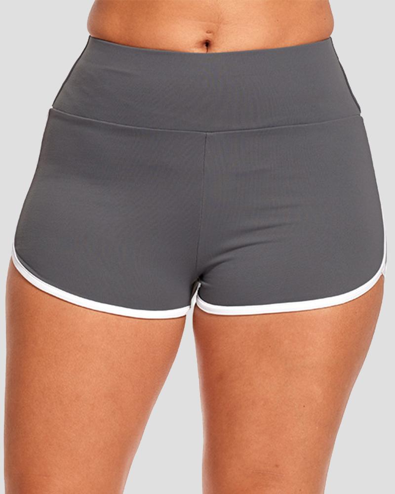 Contrast Binding Scrunch Butt Sports Shorts-Pinkami
