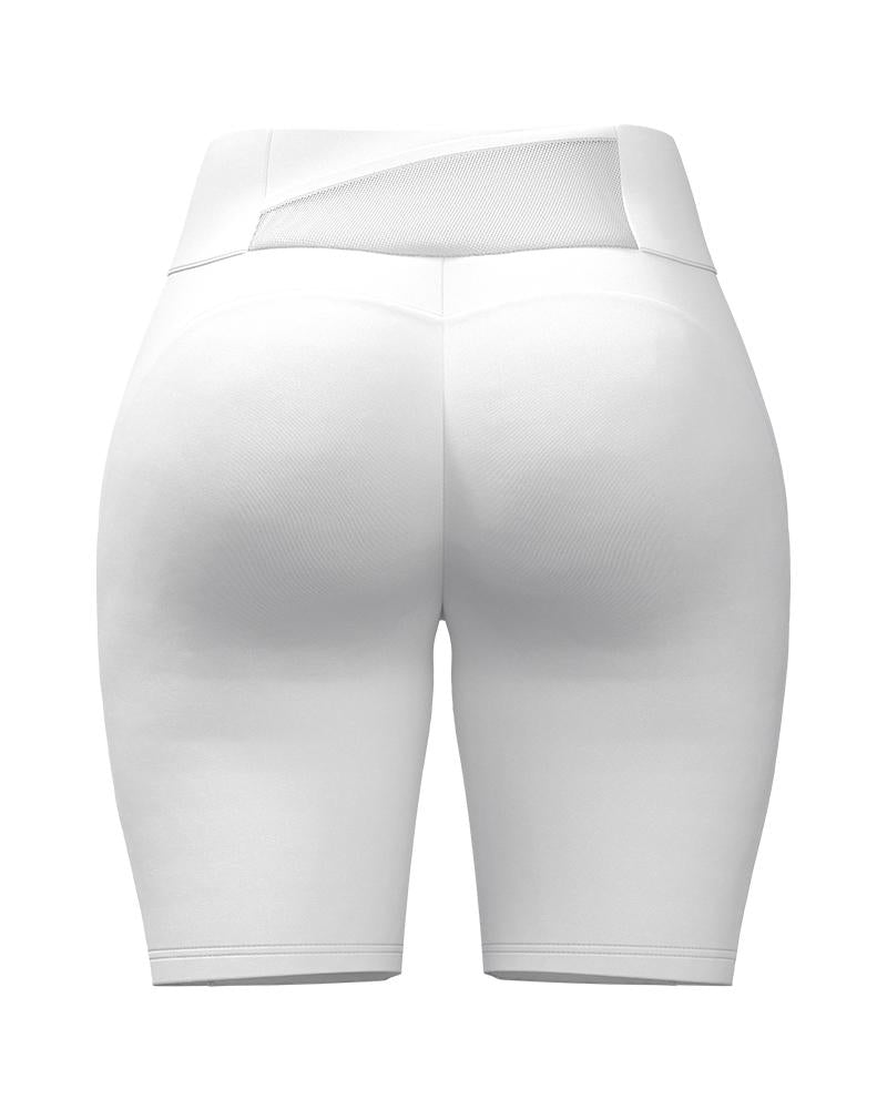 Solid Wide Waist Band Stitch Trim Sports Shorts-Pinkami