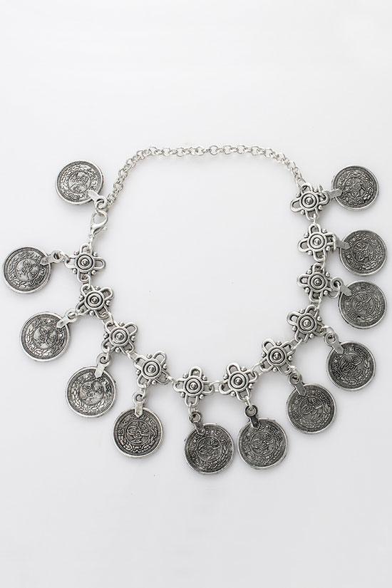 Silver Ancient Coins Anklet Chain-Pinkami