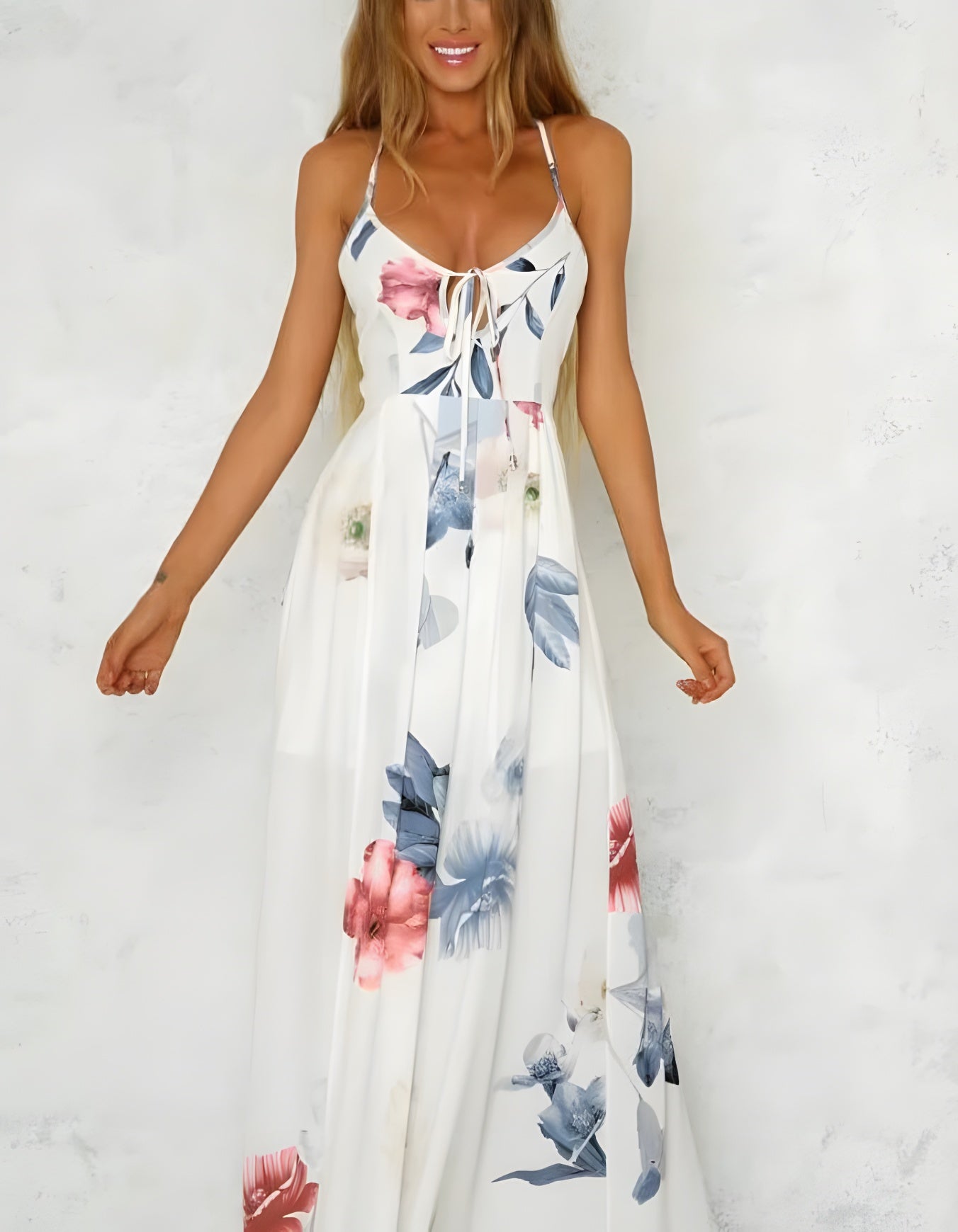 Floral Print Slit Maxi Dresses