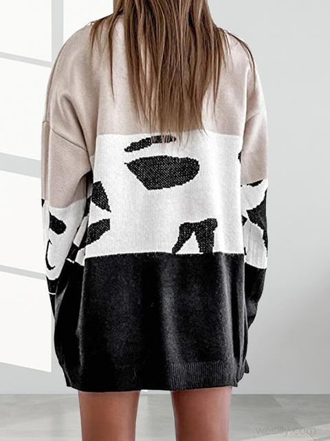 Contrasting Color Leopard Print Cardigan-Pinkami