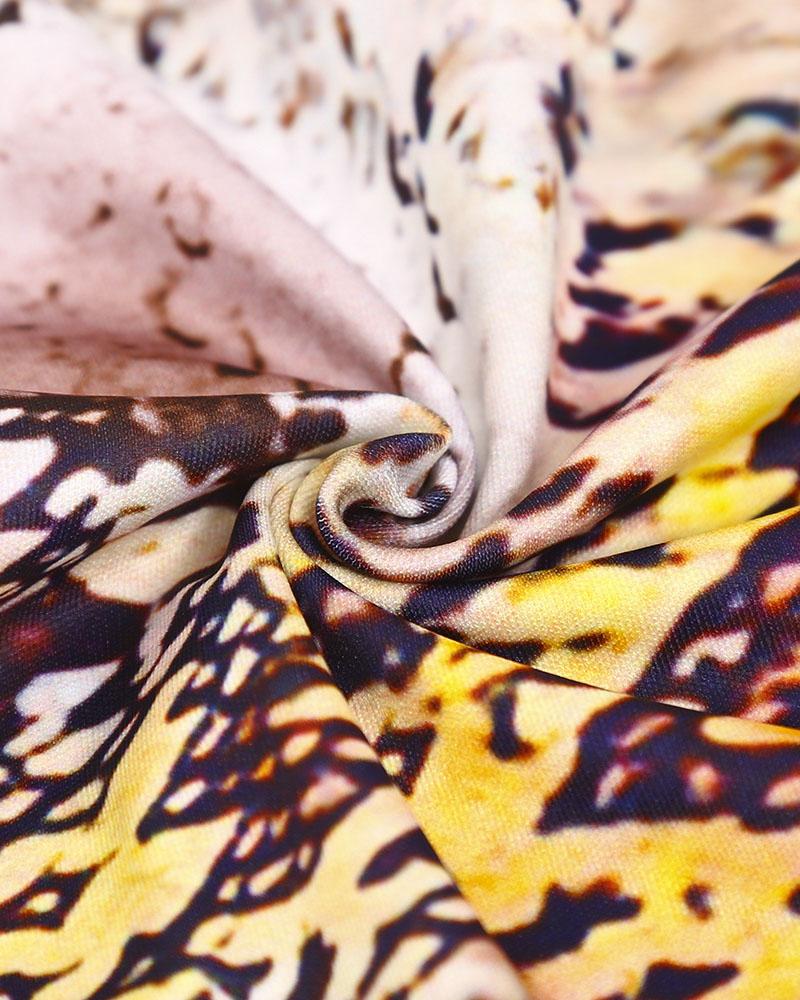 Snakeskin Print Thumb Hole Jacket & Pants Set-Pinkami