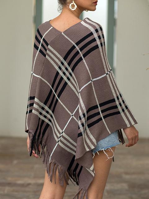 Striped Pullover V Neck Sweater-Pinkami