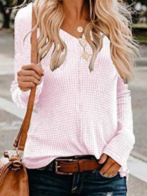 Vintage V Neck Slim Regular Sweater-Pinkami