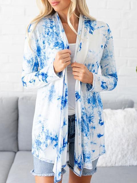 Tie-dye Printed Long Sleeved Cardigan-Pinkami