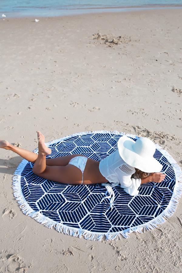 Printed Tassel Style Beach Mat-Pinkami