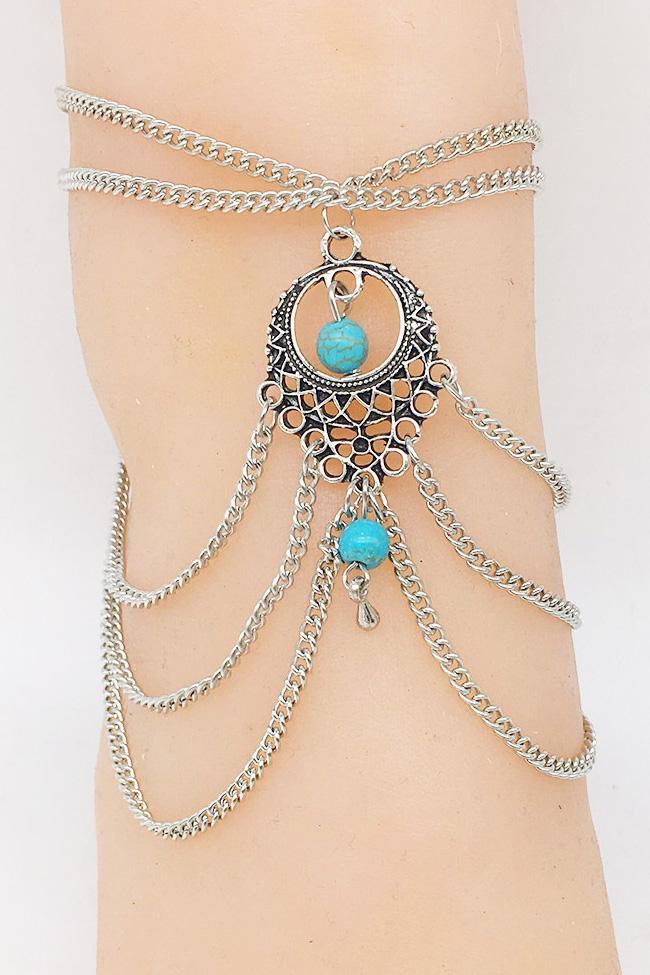 Silver Bohemian Anklet Chain-Pinkami