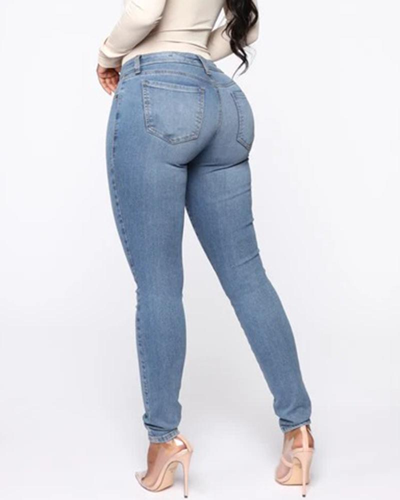 Women Elastic Low Waist Butt Lifting Jeans-Pinkami