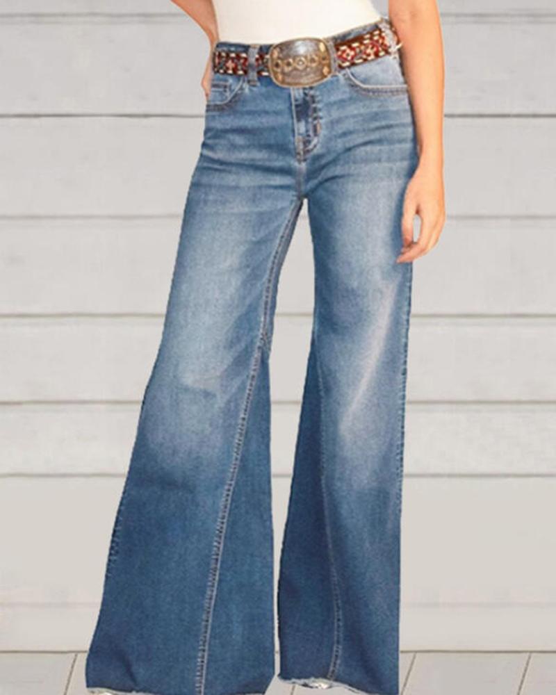 Women Vintage High Waist Wide Leg Jeans-Pinkami