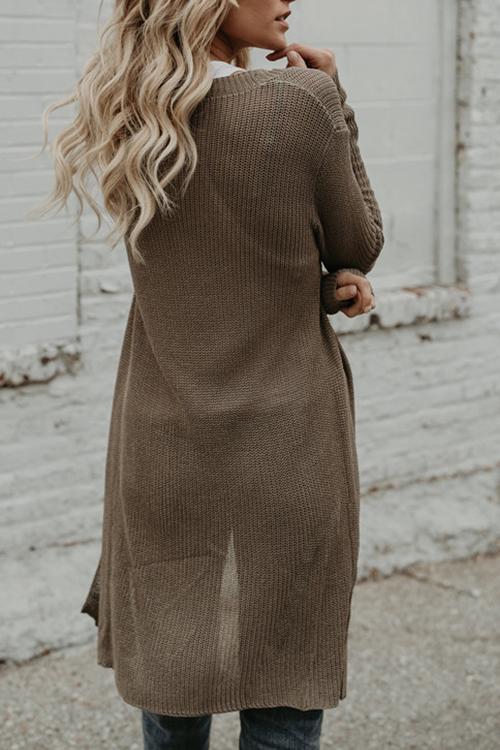 Solid Color Long Loose Sweater-Pinkami