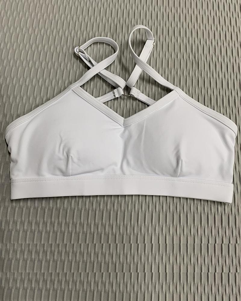 Ring Linked Cut Out Sports Bra-Pinkami