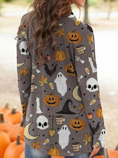 Halloween Pattern Printed Cardigan-Pinkami