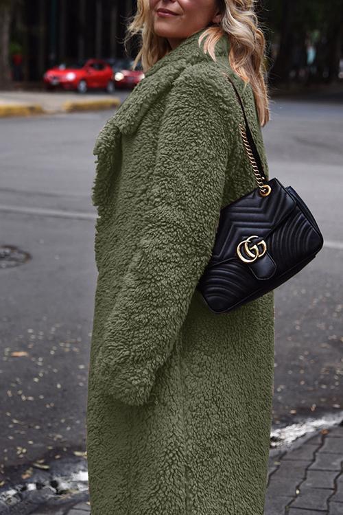 Casual Lapel Pocket Long Coat-Pinkami