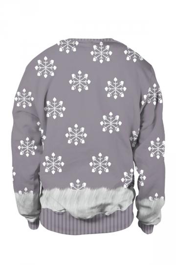 Elf Snowflake Pullover Christmas Sweatshirt Gray-Pinkami