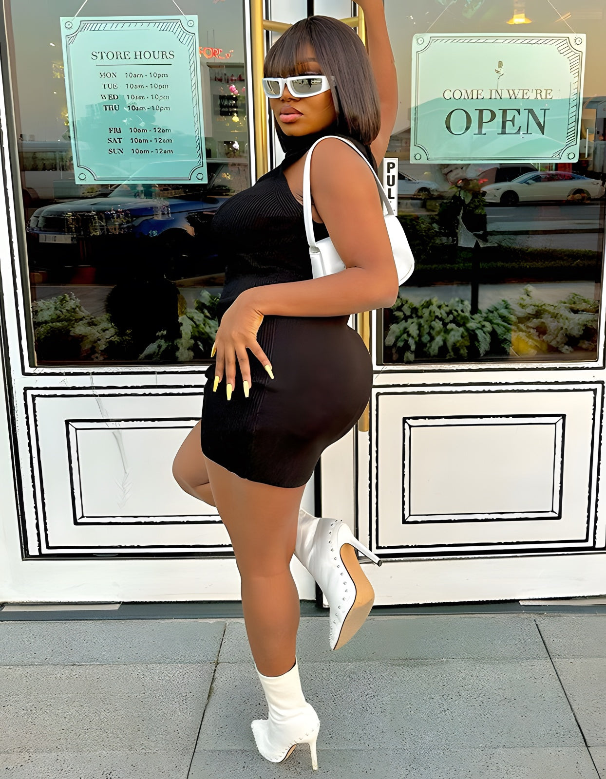 Letter Semi-turtleneck Hot Girl Slim Short Bodycon Dresses