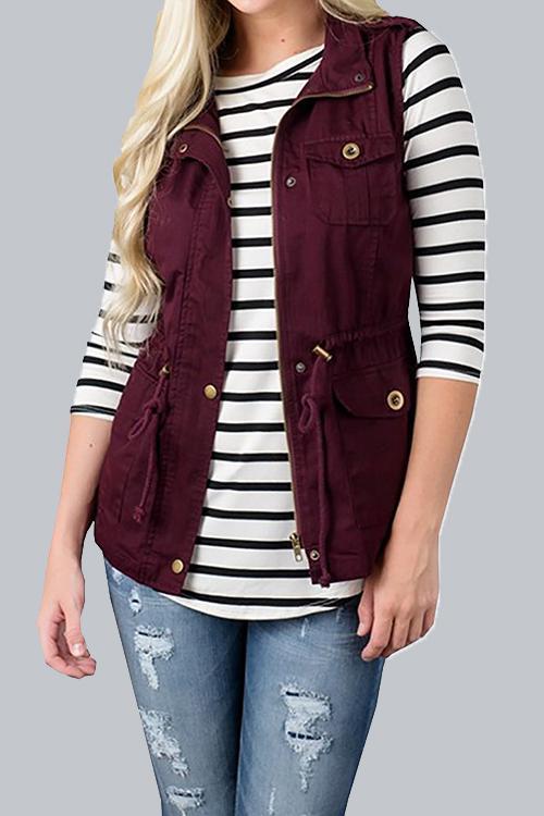 Sleeveless Button Autumn And Winter Vest-Pinkami