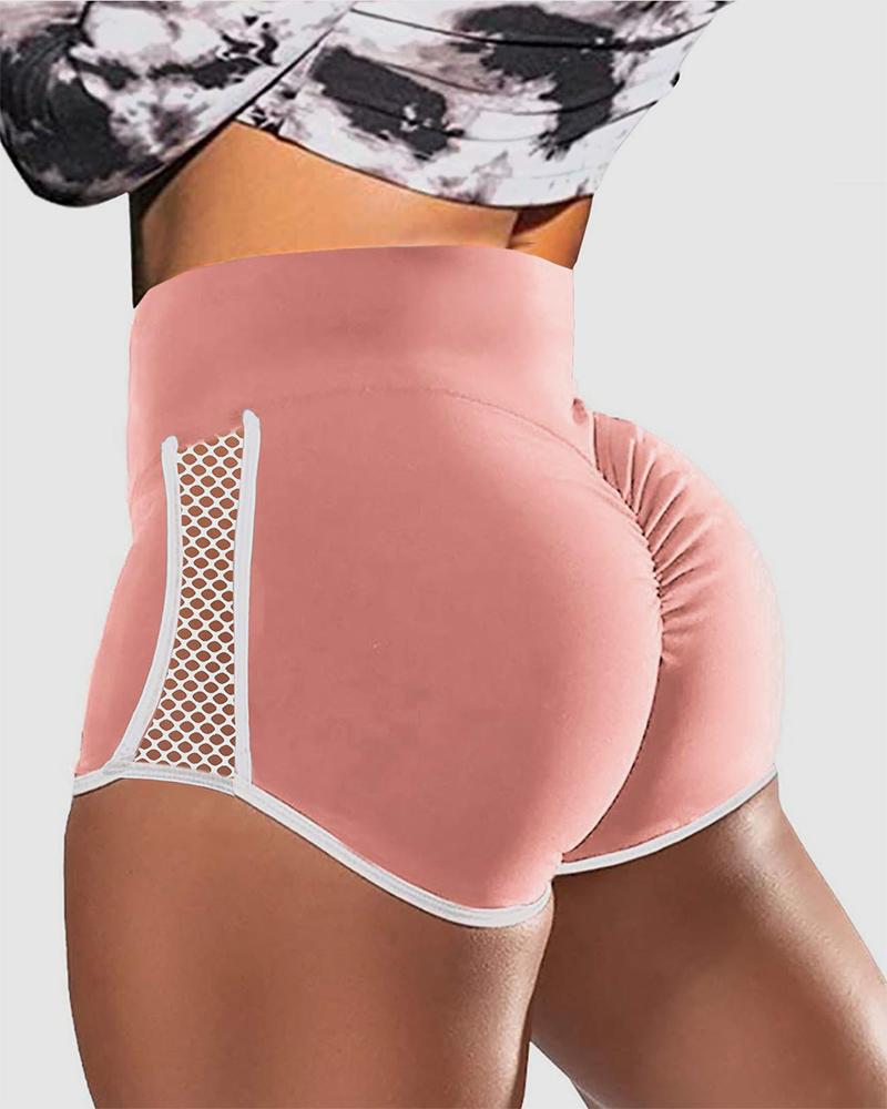 Hollow Out Side Scrunch Butt Sports Shorts-Pinkami