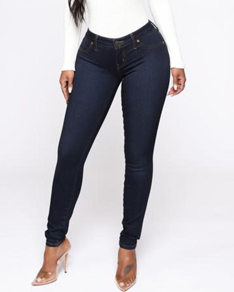 Women Elastic Low Waist Butt Lifting Jeans-Pinkami